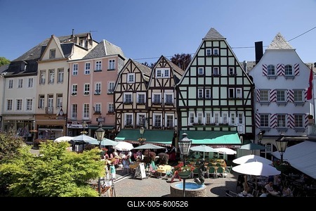 Down town, half-timbered houses, Linz am Rhein, Rhineland, Rhineland-Palatinate, Germany, Europe-stock-foto