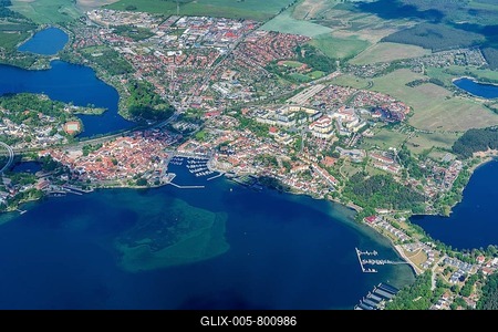 Aerial view of Waren an der Müritz, health resort, Mecklenburg Lake District, Mecklenburg-Western Pomerania, Germany-stock-foto
