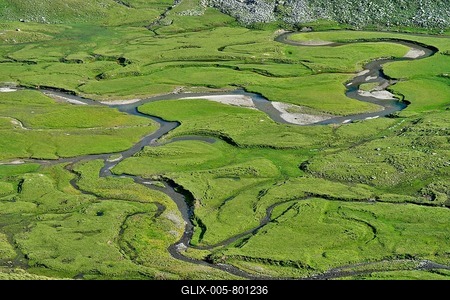 Meandering stream through the Timmelsalm alpine pasture, Timmelsbach, Stubai Alps, South Tyrol province, Trentino-Alto Adige, Italy-stock-foto