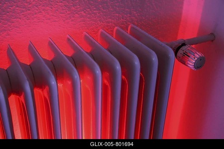 Radiator with thermostat, illuminated, heating costs-stock-foto