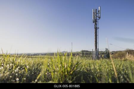 Transmission mast with 5G technology, photographed in Königshain, 12.04.2023., Königshain, Germany-stock-foto