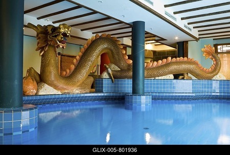 Phantasialand Hotel LING BAO, pool, Bruehl, Nordrhein-Westfalen, Germany, Europe-stock-foto