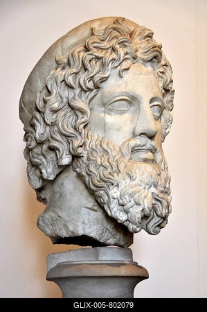 Marble bust of god Asklepios, Museo Palatino, Palatino, Rome, Lazio, Italy, Europe-stock-foto