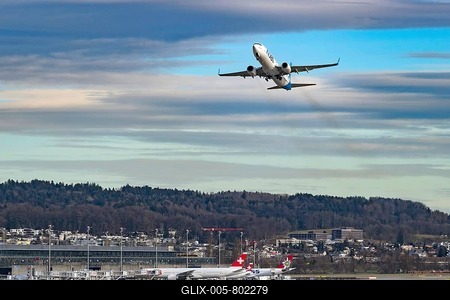 Aircraft AJet, TC-JHC, Boeing 737-800, Zurich Kloten, Switzerland-stock-foto