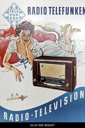 IMPORTANT: Each publication requires a prior written approval by the museum! Promotional poster for Radio Telefunken from the 50s, Power and Life Museum, Recklinghausen substation, Ruhr area, North Rhine-Westphalia, Germany, Europe-stock-foto