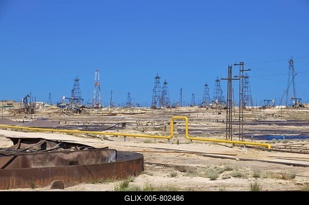 Oil field, oil industry on the Abseron peninsula, Azerbaijan, Caucasus Region, Eurasia-stock-foto