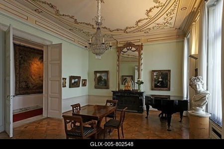 Golden salon at the home of landscape painter B.C. Koekkoek, Museum Koekkoek, Kleve, Niederrhein region, North Rhine-Westphalia, Germany, Europe-stock-foto