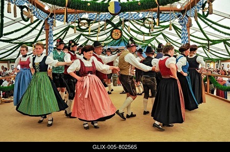 Dancers of a Bavarian folk dance group in traditional traditional traditional traditional traditional traditional traditional traditional traditional traditional costume, old marquee, historical Oktoberfest, Munich, Upper Bavaria, Bavaria, Germany-stock-foto