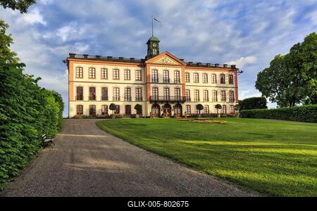 Tullgarn Castle, official royal castle Tullgarns Slott, summer residence, evening light, Trosa, Södertälje, Södermanland, Sweden-stock-foto