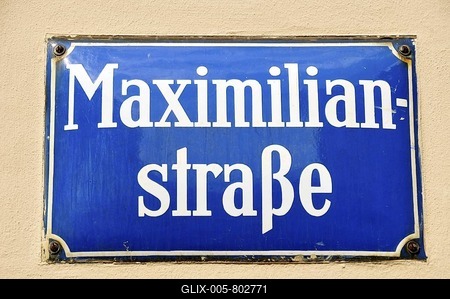 Street sign at the Maximilianstrasse, Munich, Bavaria, Germany, Europe-stock-foto