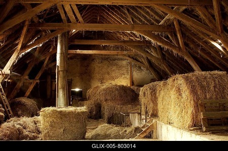 Hayloft on an old farm, Eckental, Middle Franconia, Bavaria, Germany, Europe-stock-foto