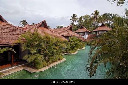 Pool, Kumarakom Lake Resort, Vembanad Lake, Kerala, South India, India, Asia-stock-foto
