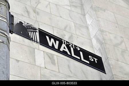 Wall Street sign outside the New York Stock Exchange, NYSE, Wall Street, Manhattan, New York City, USA-stock-foto