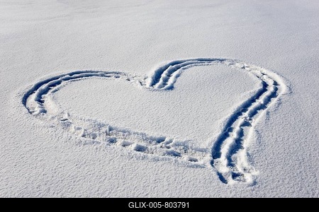 Heart in the snow on frozen lake, Steinhude, Wunstorf, Steinhuder Meer, Lower Saxony, Germany-stock-foto