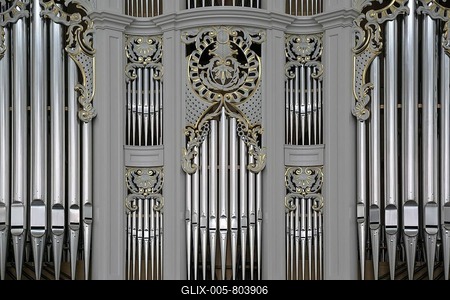 Organ, Jesuit Church, Heidelberg, Baden-Württemberg, Germany-stock-foto
