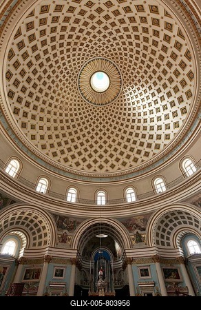 Dome of the Church of the Assumption of Our Lady, Rotunda of Mosta, Mosta, Malta-stock-foto