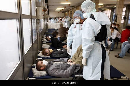 Outbreak, pandemic exercise by the Fire Brigade Essen, for mass vaccination of the population when at risk by a virus, Essen, North Rhine-Westphalia, Germany, Europe-stock-foto