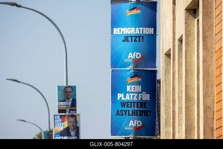 State election in Brandenburg 2024: The AfD party advertises for votes on election posters. Teschendorf, Brandenburg, Germany-stock-foto