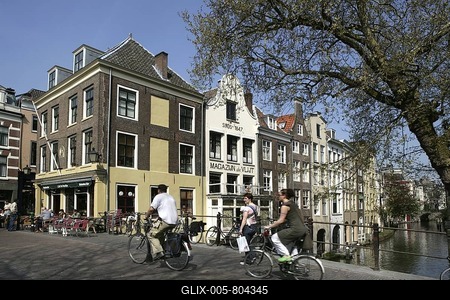 Old part of town, Houses at the Oude Gracht, Utrecht, Netherlands-stock-foto