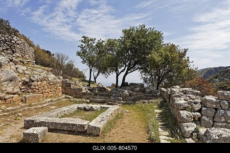 Assembly room, ruins dating to the fifth century BC (Doric period), Lato, Crete, Greece, Europe-stock-foto