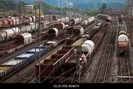 Freight trains to marshalling yard, Hagen, Ruhr area, North Rhine-Westphalia, Germany-stock-foto