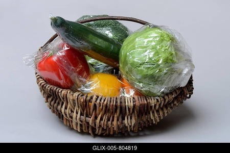 Vegetables in plastic packaging, cucumber-stock-foto