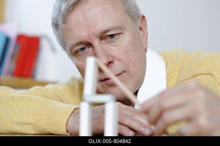 Man, engineer, inventor, architect thinking, playing, inventing, planing, constructing-stock-foto