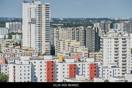 High-rise buildings, Fritz-Erler-Allee, Gropiusstadt, Neukölln, Berlin, Germany-stock-foto