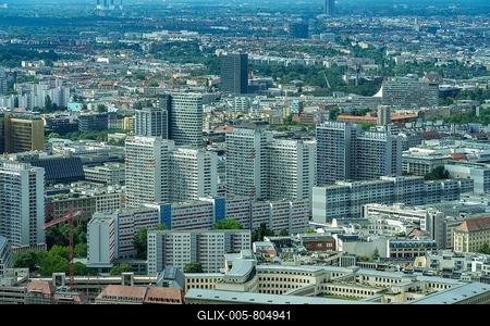 Panorama city skyline, view from Berlin TV tower, residential buildings Leipziger Straße, Berlin, Germany-stock-foto