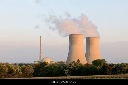 E.ON Grafenrheinfeld Nuclear Power Plant, cooling towers, Schweinfurt, Bavaria, Germany, Europe-stock-foto