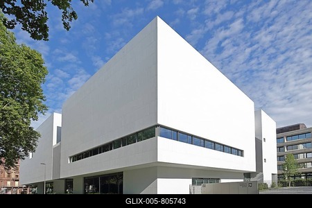 Museum Reinhard Ernst for abstract art by architect Fumihiko Maki, white modern building, Wiesbaden, Taunus, Hesse, Germany-stock-foto