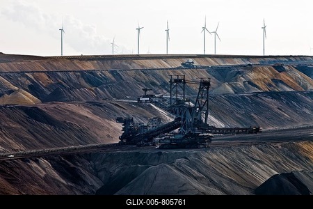 Lignite opencast mine with stacker, Garzweiler, Jüchen, Rheinische Braunkohlerevier, North Rhine-Westphalia, Germany-stock-foto