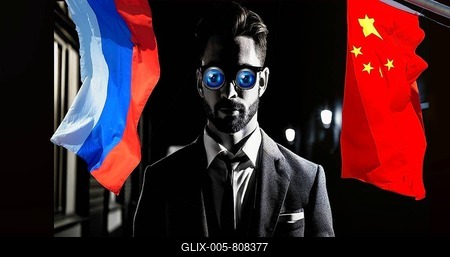 Symbolic image, China, Russia, espionage, infiltration, surveillance, social spider web, trade dispute, global conflicts, economic war, international markets, East-West conflict, hegemony, global economy, dominance, Germany, Europe, industrial espionage, social media, social networks, global spider web, GDPR General Data Protection Regulation, data siphoning, data collection-stock-foto