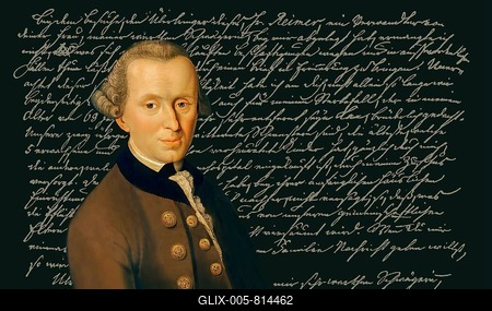 Immanuel Kant, 1724, 1804, German philosopher of the Enlightenment, digital edited according to Johann Gottlieb Becker, Facsimile of a letter to his brother, 1792-stock-foto