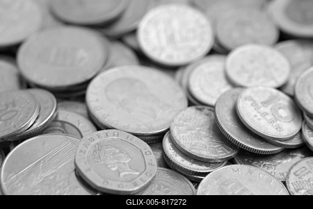 Silver Coins In A Variety Of Currencies-stock-foto