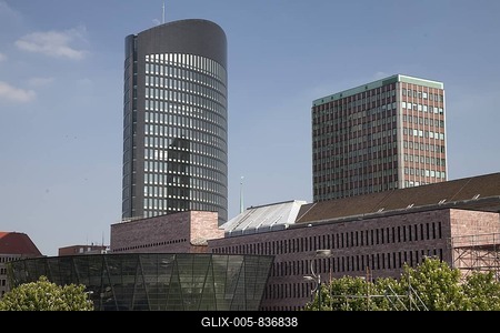City Library and Regional Library, RWE Tower, Sparkasse savings bank building, Dortmund, Ruhr area, North Rhine-Westphalia, Germany, Europe-stock-foto