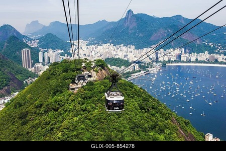 View over Botafogo and the Corcovado from the Sugar Loaf Mountain, Botafogo, Corcovado, Rio de Janeiro, Rio de Janeiro State, Brazil-stock-foto