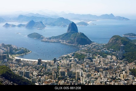 Sugar Loaf Panorama, front Praia de Botafogo, Rio de Janeiro, State of Rio de Janeiro, Brazil-stock-foto