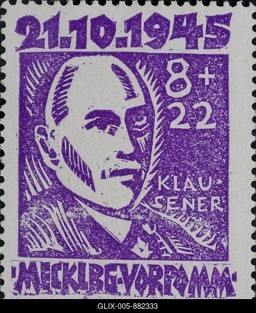 Erich Klausener, 1885, 1934, a German jurist, Catholic politician and anti-Nazi. Portrait on a German post stamp-stock-foto