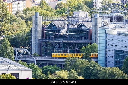 German Museum of Technology, exterior view, on the roof a Douglas C-47 Skytrain, sultana bomber, Berlin, Germany-stock-foto