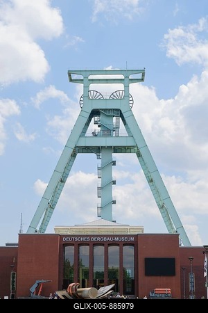 Winding tower, German Mining Museum, Bochum, Ruhr area, North Rhine-Westphalia, Germany-stock-foto