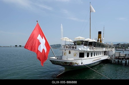 Old steamer on Lake Geneva, Geneva, Switzerland, Europe-stock-foto