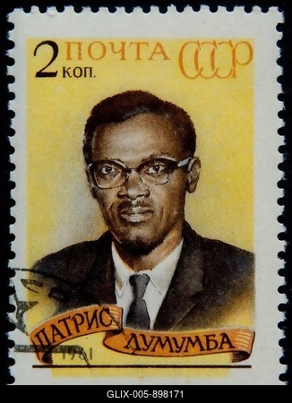 Patrice Lumumba, 1925, 1961, Congolese politician and Congo's first prime minister in 1960. Was assassinated in 1961. Portrait on Russian postage stamp-stock-foto