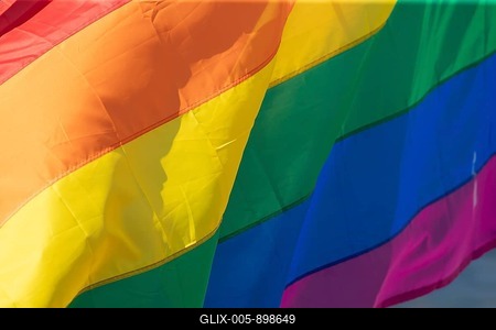 Rainbow or Pride flag, Cornwall, England, United Kingdom-stock-foto