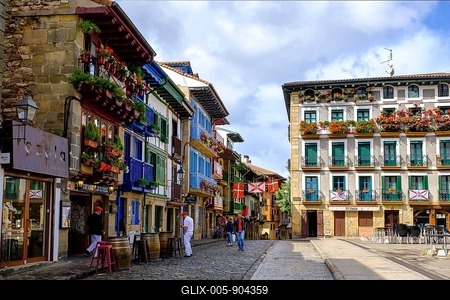 Arma Plaza, Hondarribia, near Irun, Basque Country, País Vasco, Gipuzkoa Province, Spain-stock-foto