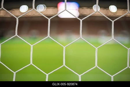 Football stadium - view by the net-stock-foto