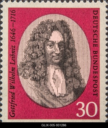 Gottfried Wilhelm Leibniz (1646-1716) was a German mathematician and philosopher. He laid the foundations of infinitesimal calculus. Portrait on a German postage stamp-stock-foto