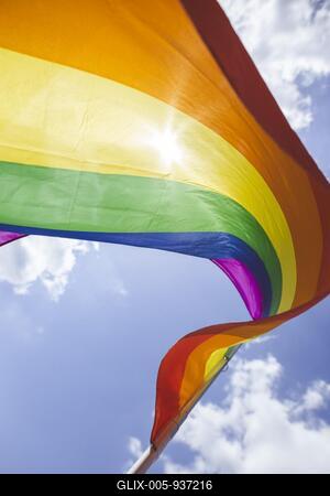 A rainbow flag waves-stock-foto