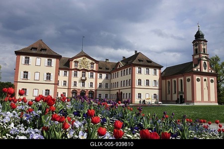Castle with castle church, island of Mainau, Baden-Wuerttemberg, Germany, Europe-stock-foto