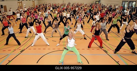 Aerobics with weights, Aerobics Convention Stuttgart, SpOrt Stuttgart, Baden-Wuerttemberg, Germany, Europe-stock-foto